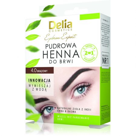 Vopsea pudra Henna pentru sprancene, 4.0 Brown, 4 g, Delia