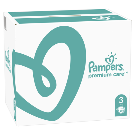 Scutece Premium Care XXL Box, Nr.3, 6-10 kg, 204 buc, Pampers 529480