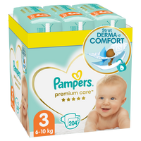 Scutece Premium Care XXL Box, Nr.3, 6-10 kg, 204 buc, Pampers