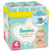Scutece Premium Care XXL Box, Nr.4, 9-14 kg, 168 buc, Pampers