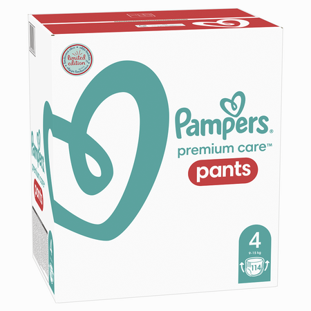 Scutece Pants Premium Care XXL Box, Nr.4, 9-15 kg, 114 buc, Pampers 529530