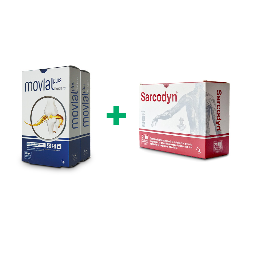 Pachet Movial+Sarcodyn, 28 capsule+21 pliculete, Actafarma