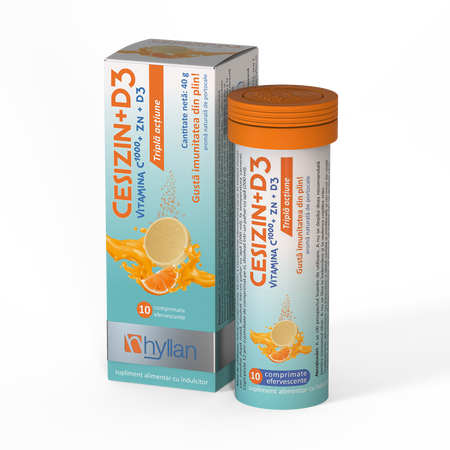 Cesizin + D3, 10 comprimate efervescente, Hyllan