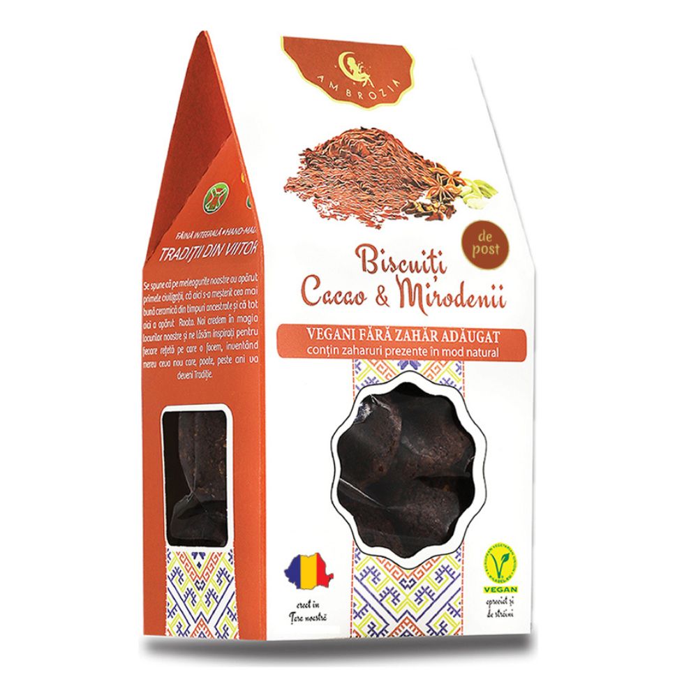 Biscuiti vegani  cu cacao si mirodenii, 130g, Ambrozia