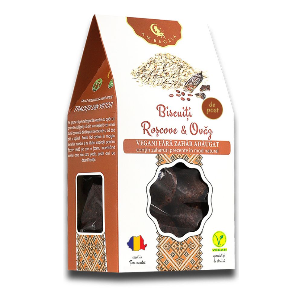 Biscuiti vegani cu roscove si ovaz, 130g, Ambrozia