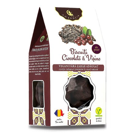 biscuiti vegani cu ciocolata si visine ambrozia