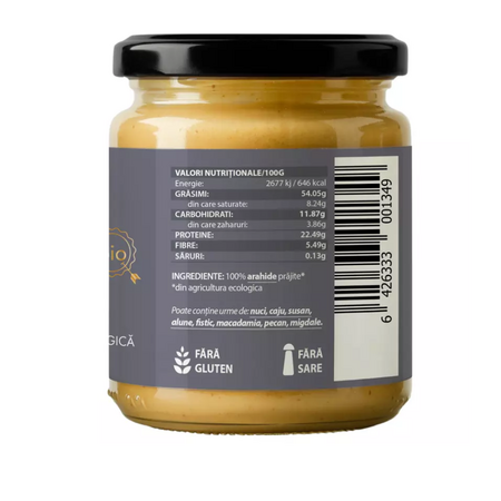 Crema de arahide fara gluten Crunchy Bio, 250 g, Obio 667667