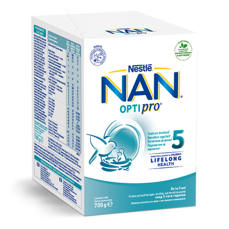 Produs pe baza de lapte praf, fortifiat Nan 5 Optipro, +3 ani, 700 g, Nestle 529931