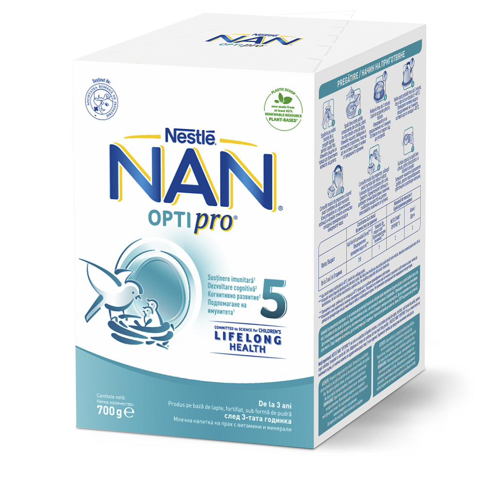 Formula de lapte Nan 5 Optipro, +3 ani, 700 g, Nestle