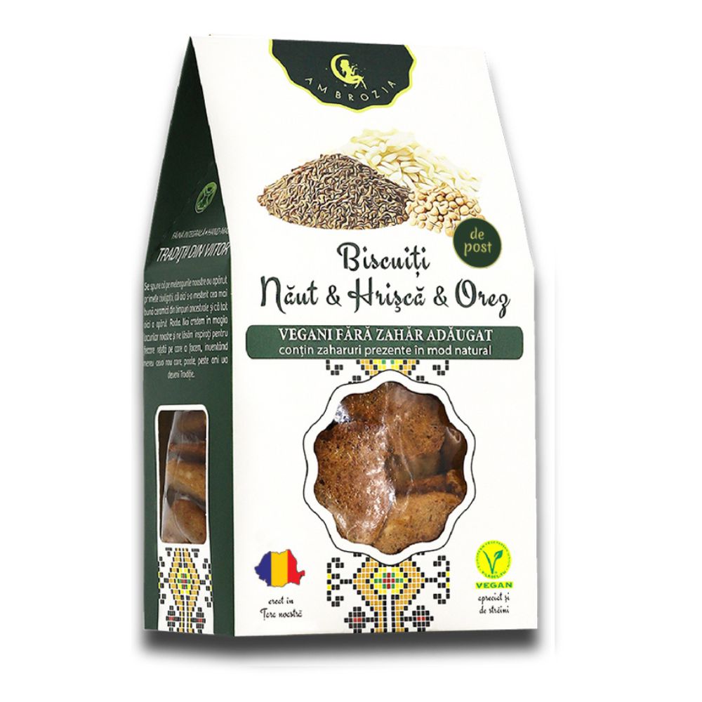 Biscuiti vegani  naut hrisca si orez, 130g, Ambrozia