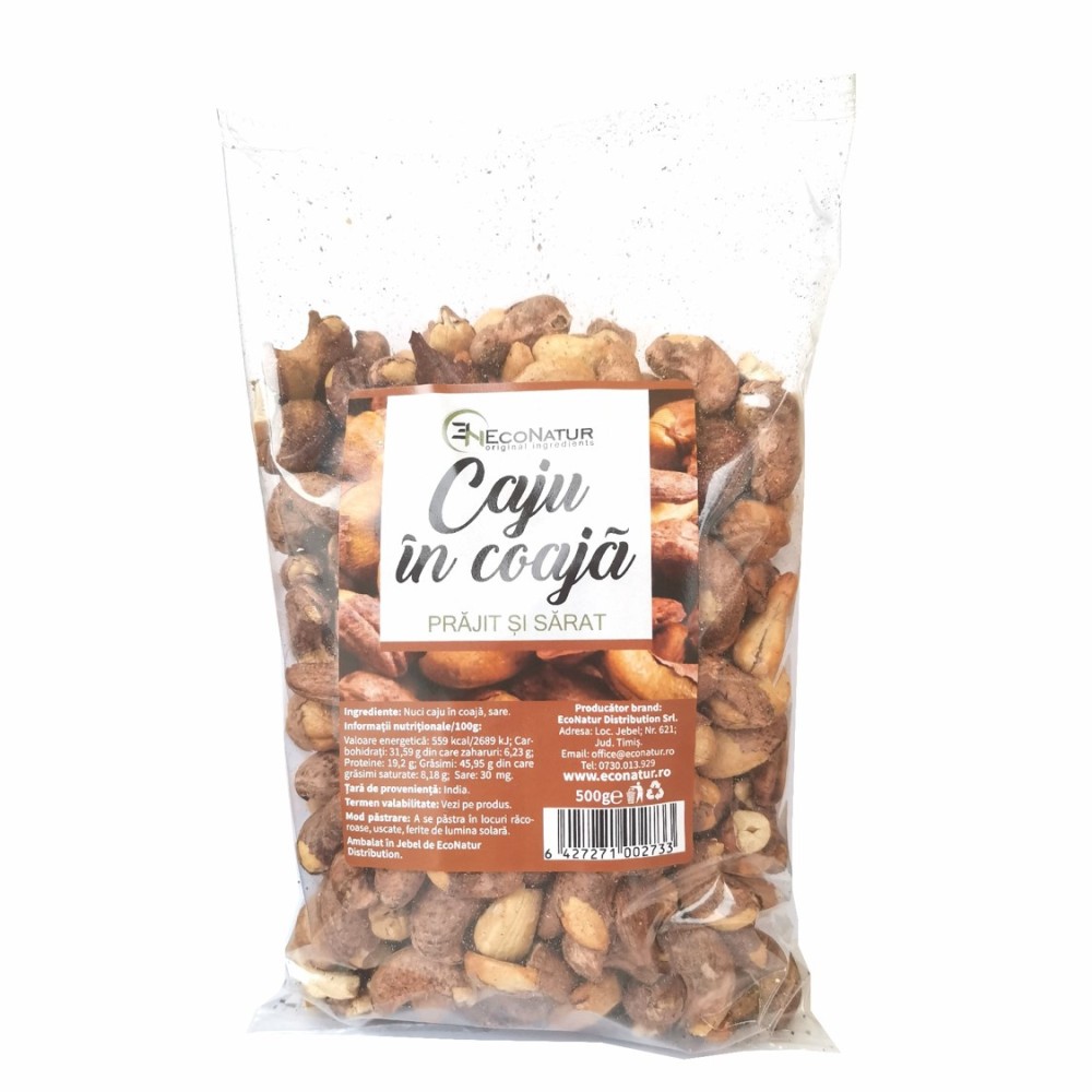 Caju in coaja prajit si sarat, 500g, EcoNatur