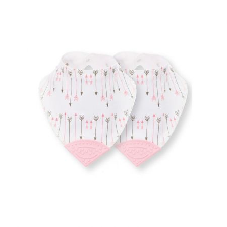 Set 2 bavete cu inel de dentitie, 22x28 cm, Arrow Pink