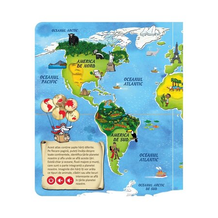 Carte interactiva Atlasul lumii, +6 ani, Raspundel Istetel 530437