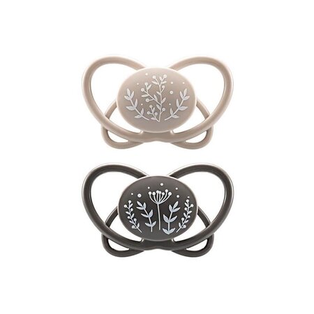 Set 2 Suzete din silicon, forma anatomica, simetrica, tetina ortodontica flexibila First Moments MyButterfly, Roz, 16-32 luni, Nip 530281