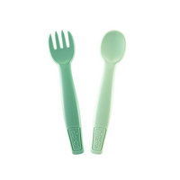 Set tacamuri bebelusi, lingurita si furculita Eat Green, 9 luni +, Verde, Nip
