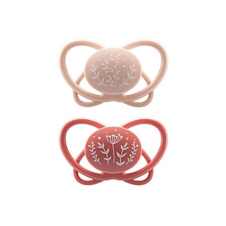 Set 2 Suzete din silicon, forma anatomica, simetrica, tetina ortodontica flexibila First Moments MyButterfly, Gri, 5-18 luni, Nip 530307