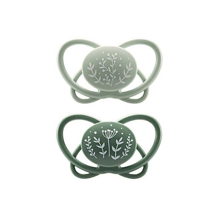 Set 2 Suzete din silicon, forma anatomica, simetrica, tetina ortodontica flexibila First Moments MyButterfly, Gri, 5-18 luni, Nip 530308