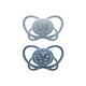Set 2 Suzete din silicon, forma anatomica, simetrica, tetina ortodontica flexibila First Moments MyButterfly, Gri, 5-18 luni, Nip 530310