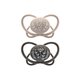 Set 2 Suzete din silicon, forma anatomica, simetrica, tetina ortodontica flexibila First Moments MyButterfly, Gri, 5-18 luni, Nip 530309