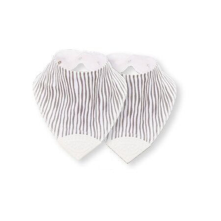 Set 2 bavete cu inel de dentitie, 22x28 cm, Stripes Grey