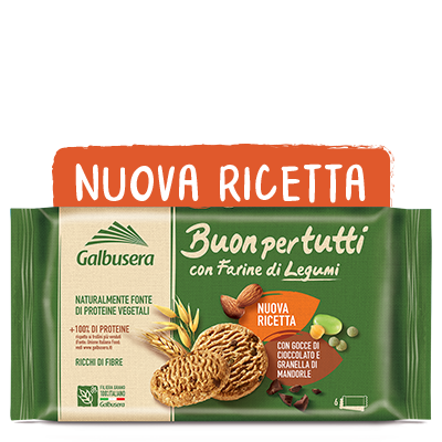 Biscuiti cu faina de legume, fulgi de ciocolata si migdale, 260 g, Galbusera