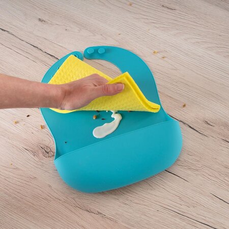 Bavetica din silicon moale cu buzunar colector Eat`n Tidy, 3 luni+, Albastra, Reer 531487