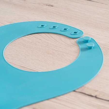 Bavetica din silicon moale cu buzunar colector Eat`n Tidy, 3 luni+, Albastra, Reer 531491