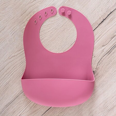 Bavetica din silicon moale cu buzunar colector Eat`n Tidy, 3 luni+, Roz, Reer 531499