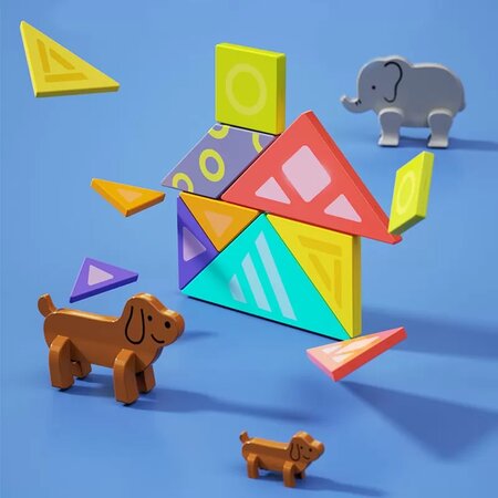 Joc educational Tangram magnetic, 2 ani+, Hola 532032