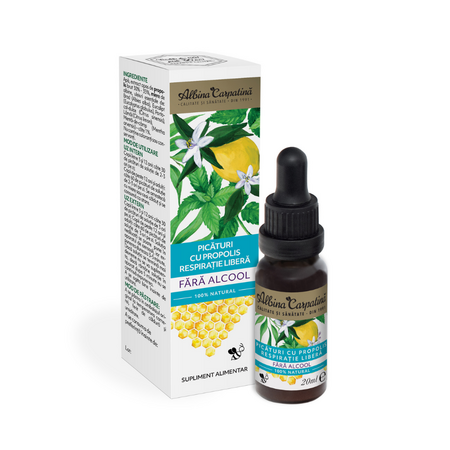 Picaturi cu Propolis respiratie libera, 20 ml, Albina Carpatina