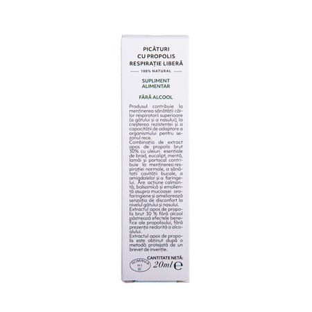 Picaturi cu Propolis respiratie libera, 20 ml, Albina Carpatina 816894