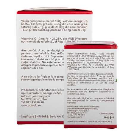 Laptisor de matca pur cu vitamina C din Acerola, 100 g +25 g, Albina Carpatina 816953