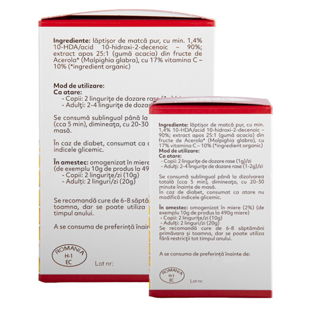 Laptisor de matca pur cu vitamina C din Acerola, 100 g +25 g, Albina Carpatina 816954