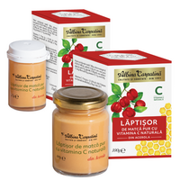 Laptisor de matca pur cu vitamina C din Acerola, 100 g +25 g, Albina Carpatina