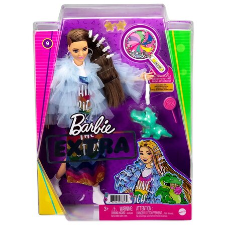 Papusa Barbie Extra, +3 ani, Rochie Curcubeu, Barbie 532367