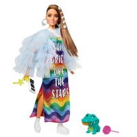 Papusa Barbie Extra, +3 ani, Rochie Curcubeu, Barbie