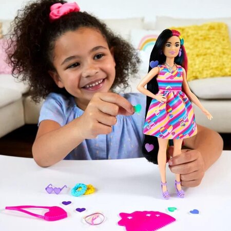 Papusa Barbie Totally Hair, +3 ani, Bruneta, Barbie 532381