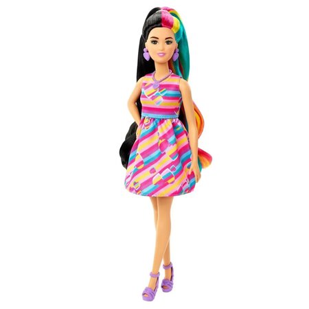 Papusa Barbie Totally Hair, +3 ani, Bruneta, Barbie 532385