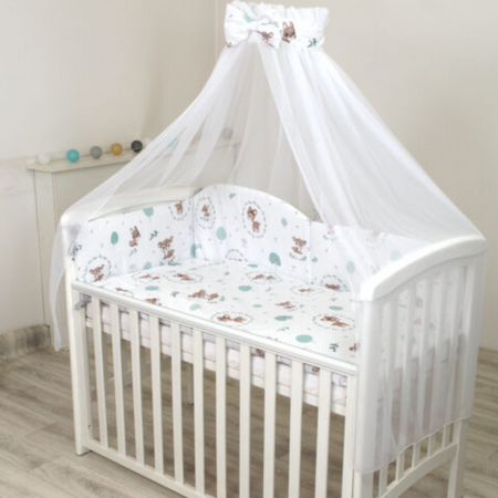 Set lenjerie de pat cu protectie laterala, Caprioara mica, 120 x 60 cm, Amy 532431