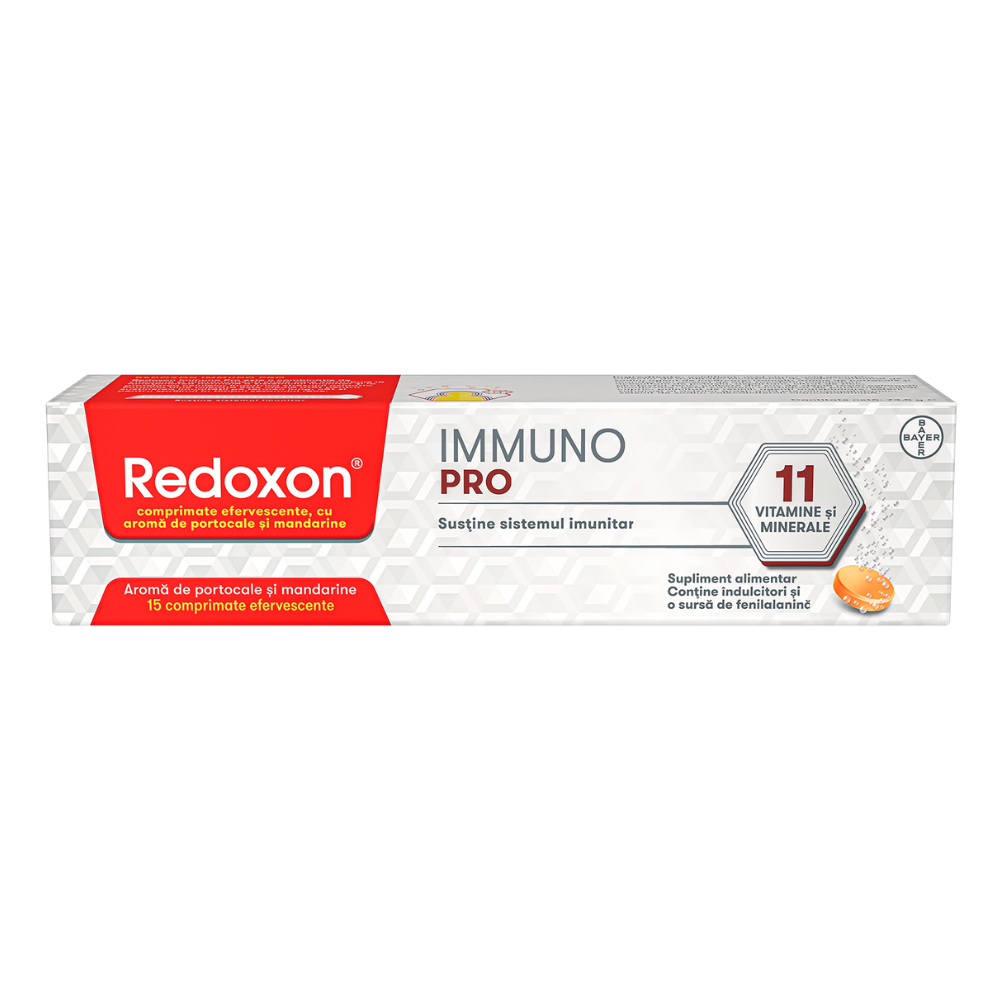 Redoxon Immuno Pro - Vitamina C si Zinc pentru Imunitate, 15 comprimate efervescente, Bayer