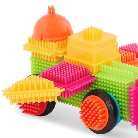 Set 80 cuburi de construit senzoriale Bristle Blocks, Verde, 2 ani+, Battat 819442