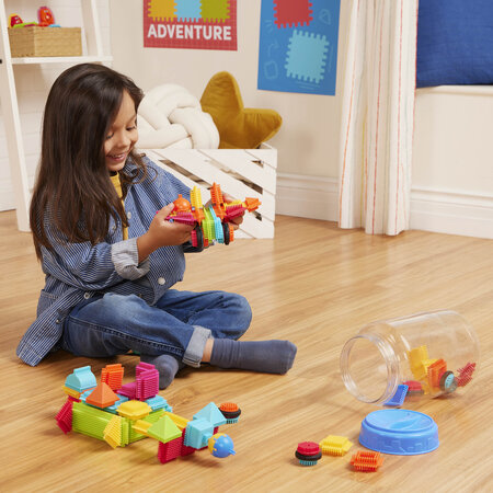 Set 80 cuburi de construit senzoriale Bristle Blocks, Verde, 2 ani+, Battat 819445