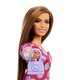 Papusa Barbie Fashionista, +3 ani, satena cu rochie roz cu buline, Barbie 532553