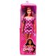 Papusa Barbie Fashionista, +3 ani, satena cu rochie roz cu buline, Barbie 532549