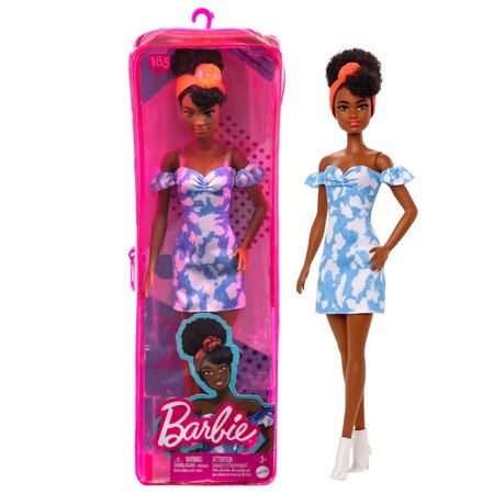 Papusa Barbie Fashionista, Bruneta cu rochita Albastra, Barbie 532562