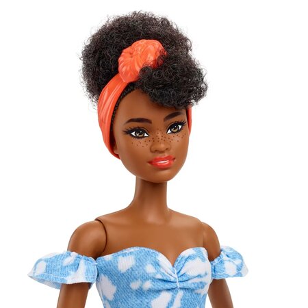 Papusa Barbie Fashionista, Bruneta cu rochita Albastra, Barbie 532566