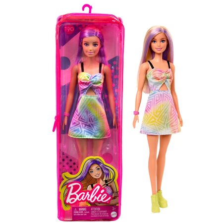 Papusa Barbie Fashionista, blonda cu suvite mov, Barbie 532575