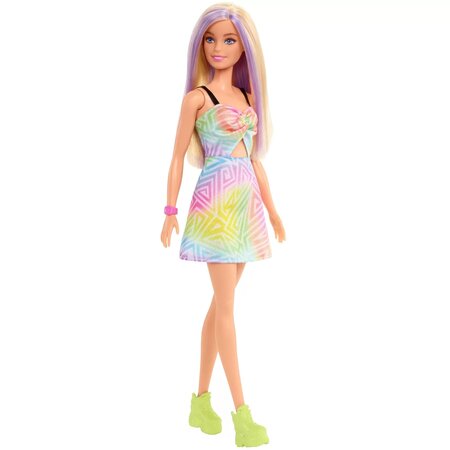 Papusa Barbie Fashionista, blonda cu suvite mov