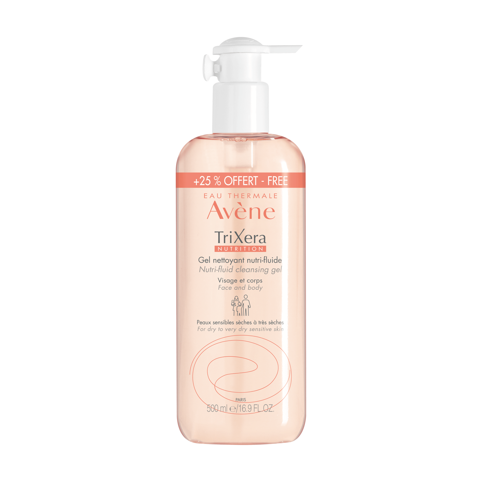 Gel de dus hidratant Trixera Nutrition, 500 ml, Avene