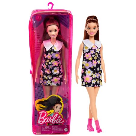 Papusa Barbie Fashionista, +3 ani, Rochie cu imprimeu floral, Barbie 532753